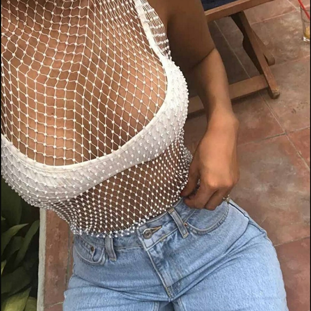 Akira Rhinestone Mesh Top - Picture 11 of 12